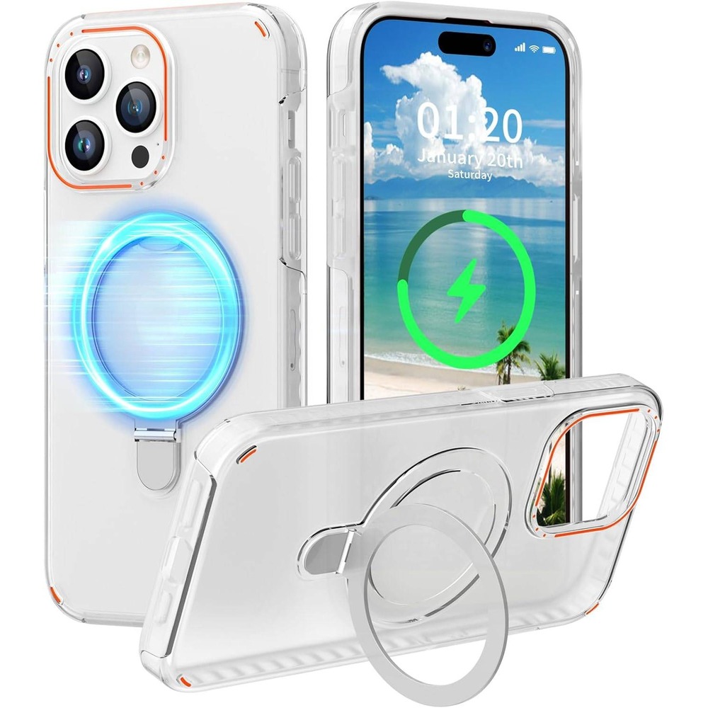 MagSafe iPhone Case Clear Magnetic Ring Holder‎ Stand Shockproof Cover Iphone 15